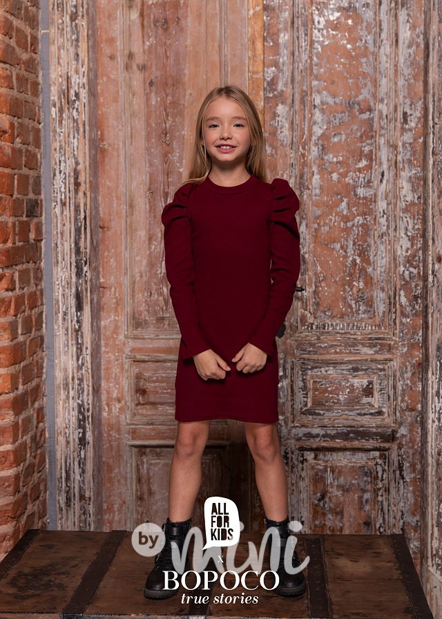 Žebrované slim stretch šaty - bordo #MiniMe