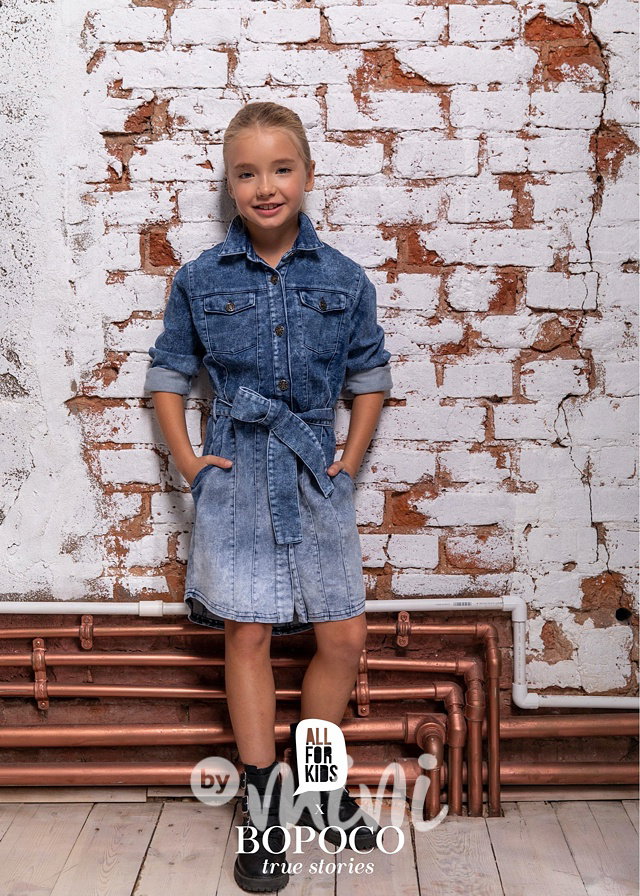 Denim dívčí šaty - ice blue ombre #MiniMe