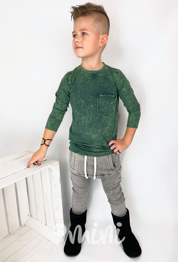 Acid wash longsleeve chlapecká blůzka green