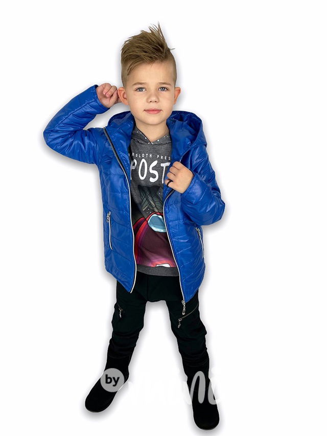 Prošívaná long bunda ouška - blue