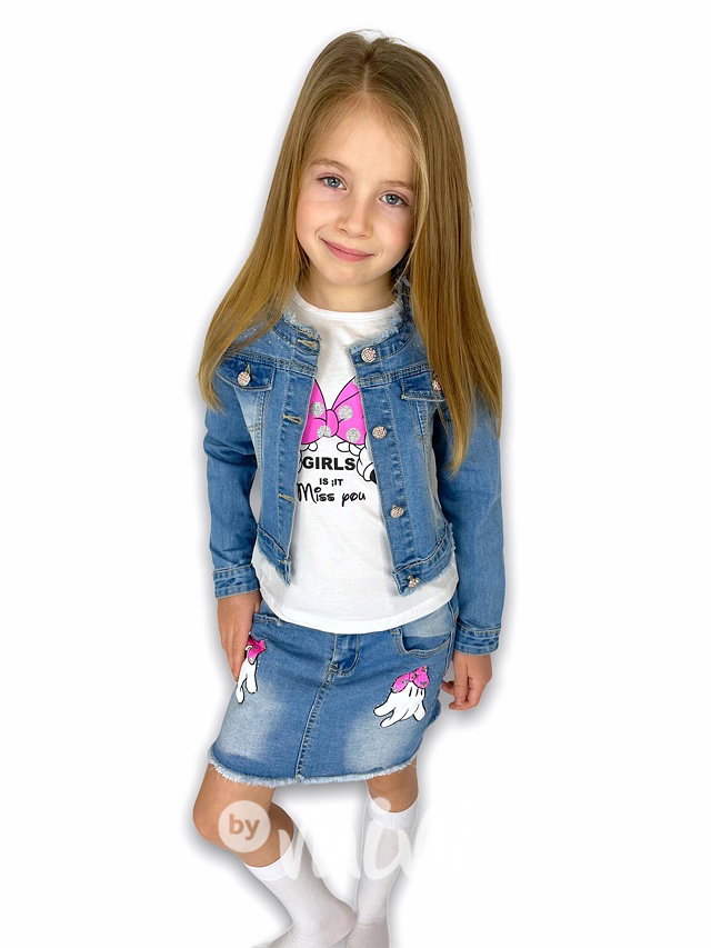 Jeans 3-dílný komplet s flitry a kamínky