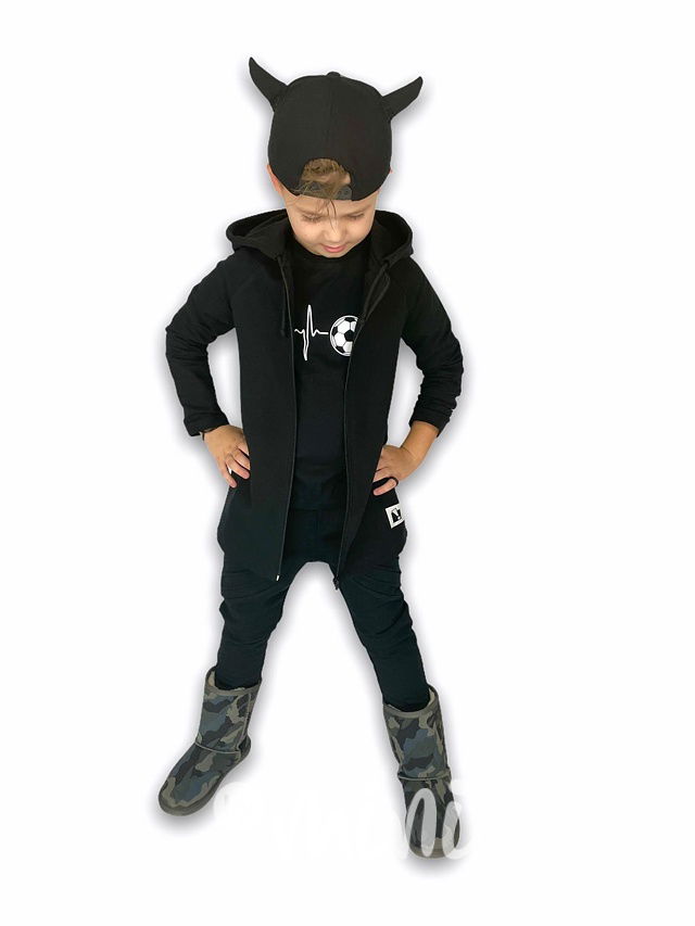 Černá REBEL dlouhá flísová mikina