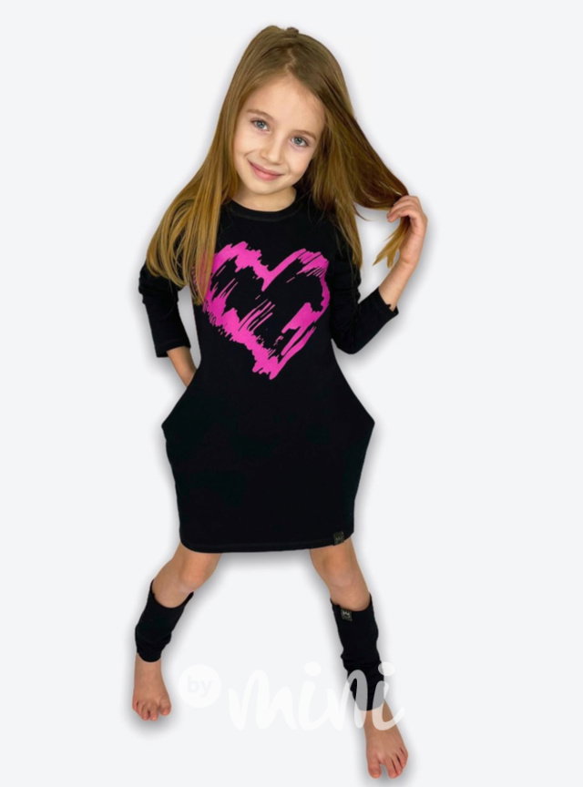 HEART asymetrická dívčí tunika srdce + návleky - black