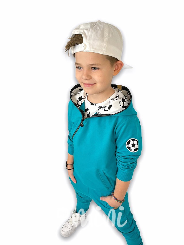 Fotbal tyrkys mikina na šikmý zip