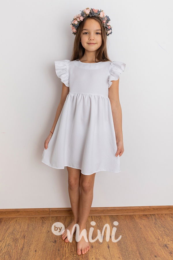 Bílé šaty s řasenými rukávy Lily Grey