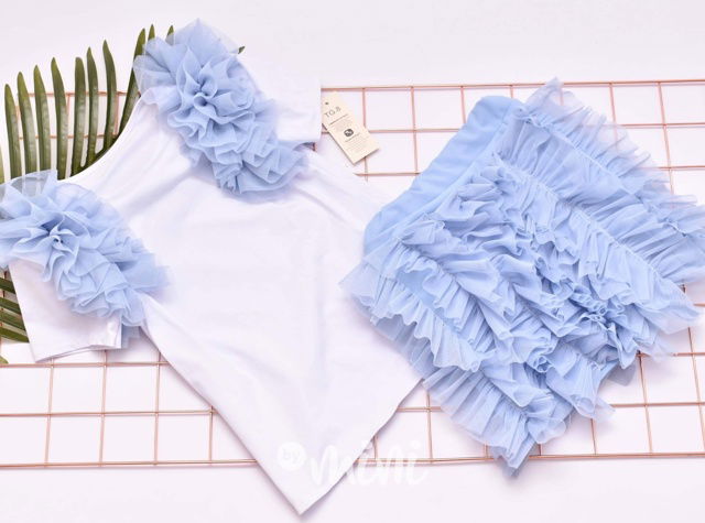 Extra tylová blůzka + sukně baby blue
