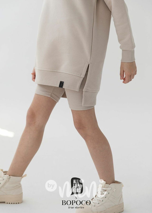 Žebrované legínokraťasy cappuccino