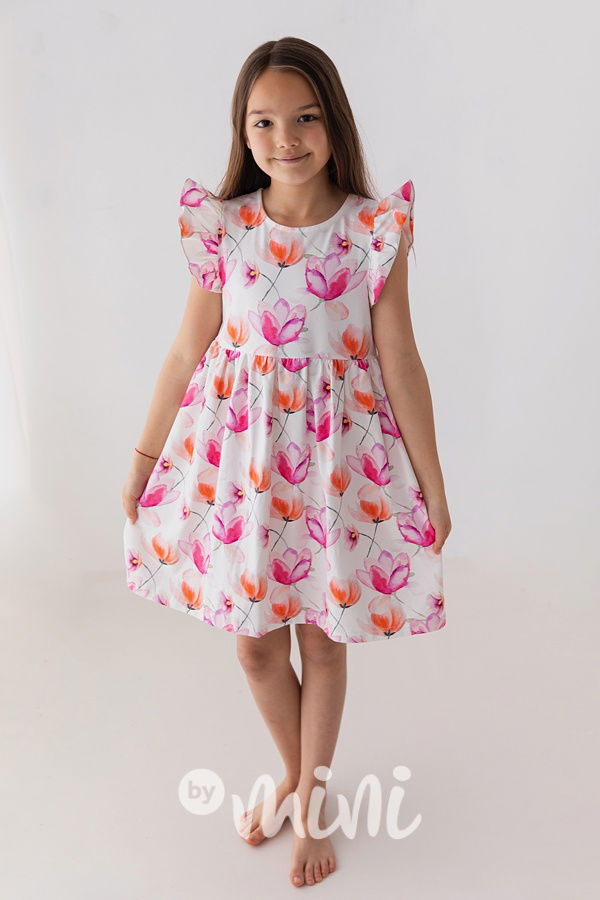 Pink orange blossom dívčí šaty