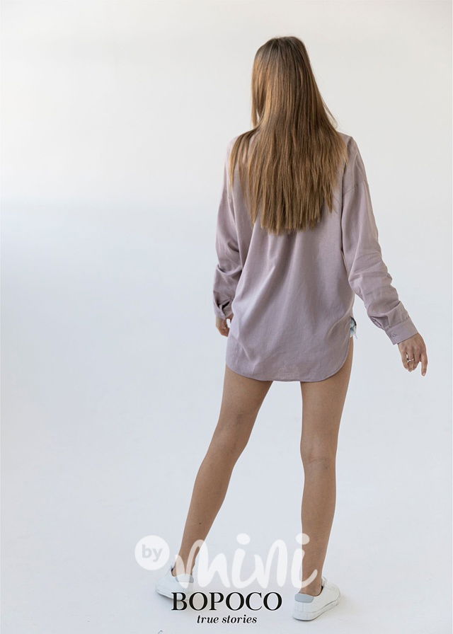 Lněná boyfriend dámská košile - pink