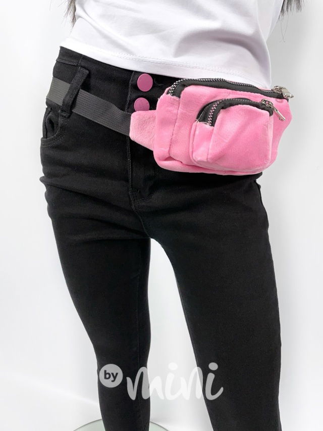 Stretch černé jeansy s ledvinkou