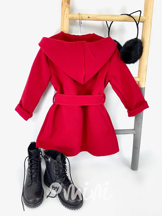 Flaušový hoodie kabátek červený