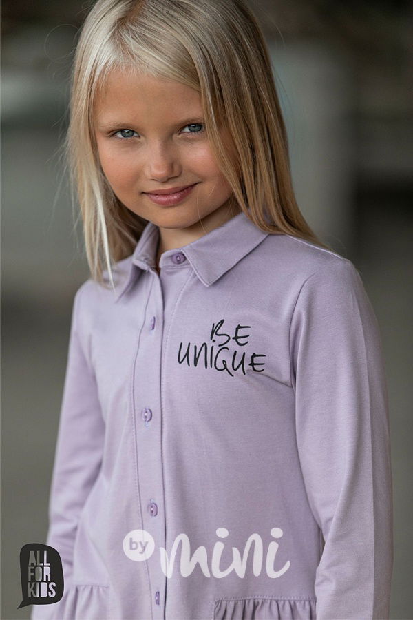 Long bavlněná košilová tunika UNIQUE fialová