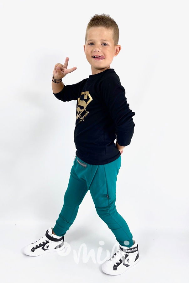 Super synek černé triko s dlouhým rukávem GOLD