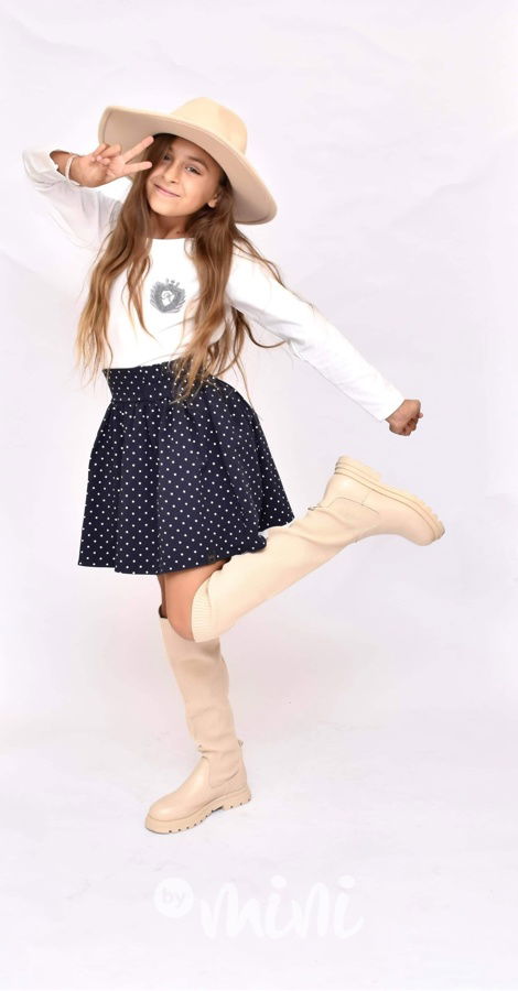 Puntíkatá navy sukně