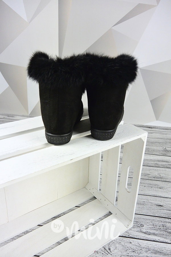 Black boty s kožešinou