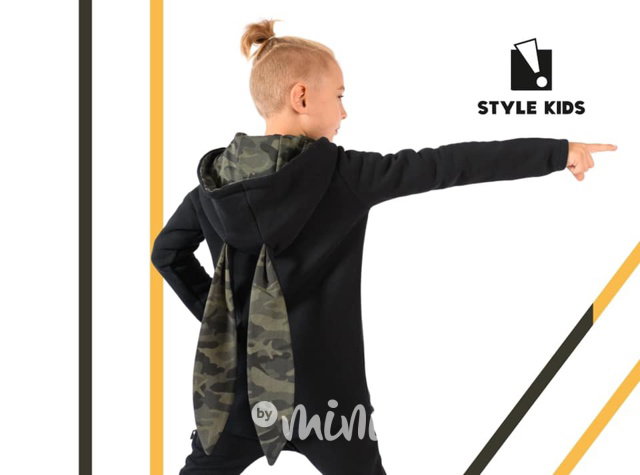 Oteplená long mikina bunny black/army