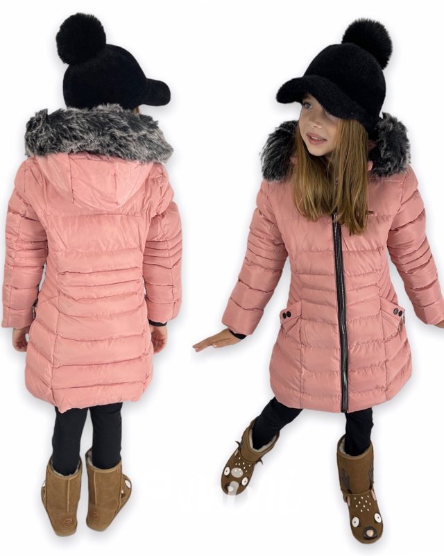 Zimní kabát pudder pink + sluchátka