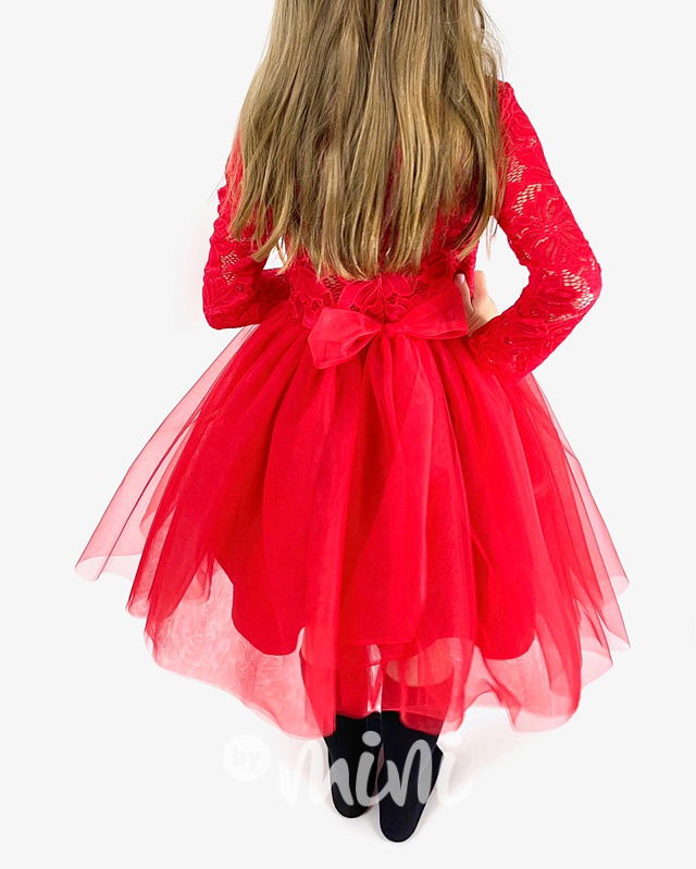 Princess krajkové šaty s maxi tylovou sukní červené