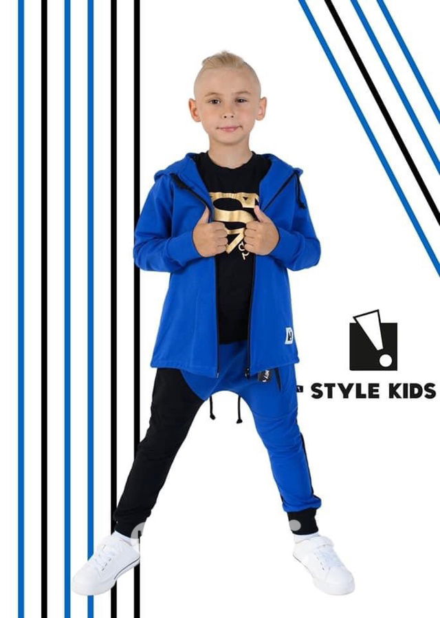 STREET boy baggy tepláky black/blue