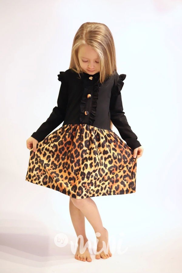 Black leopard šaty