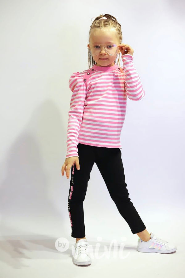 Žebrovaná blůzka pink/white