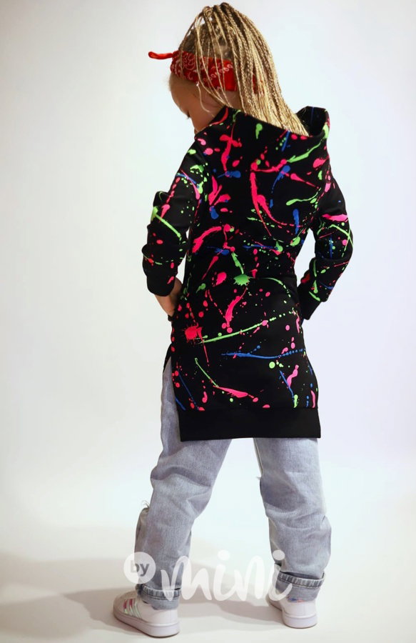 Neon splash hoodie mikinová tunika