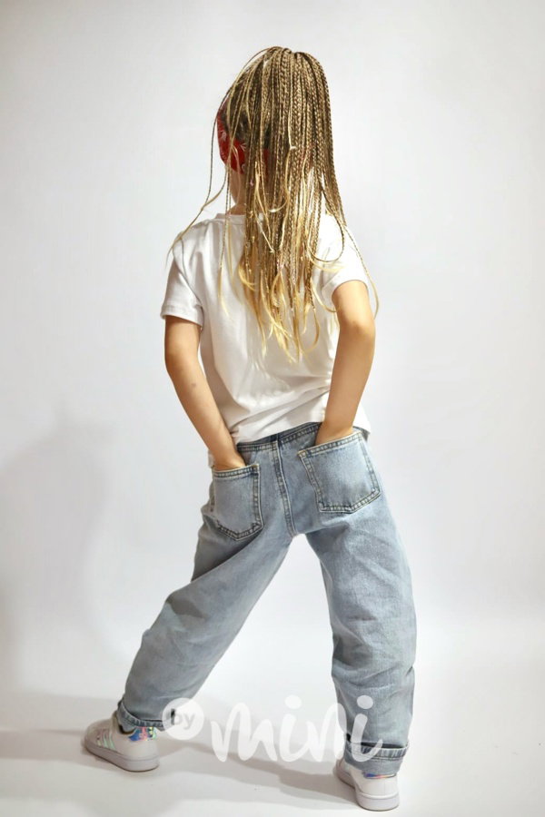 Ripped boyfriend blue jeans s páskem