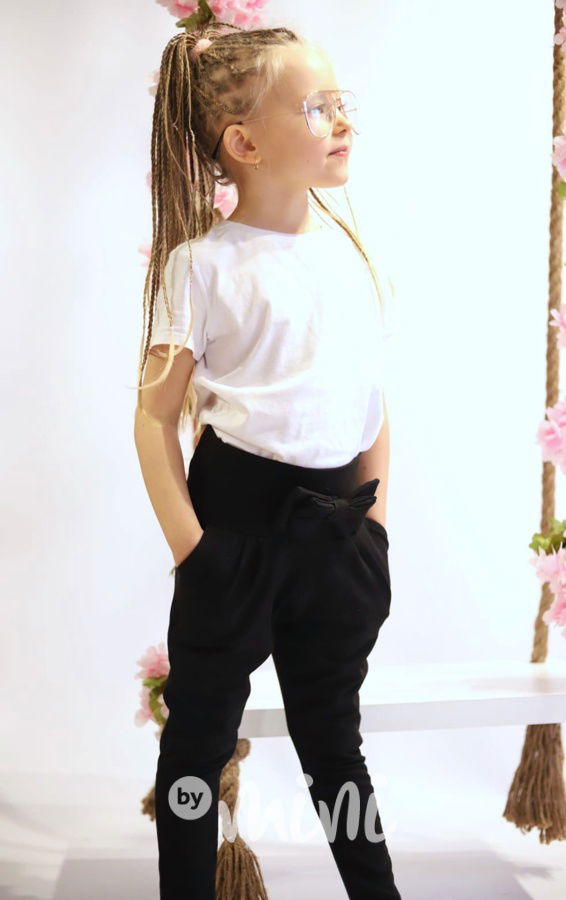 Bavlněné kalhoty s mašličkou black