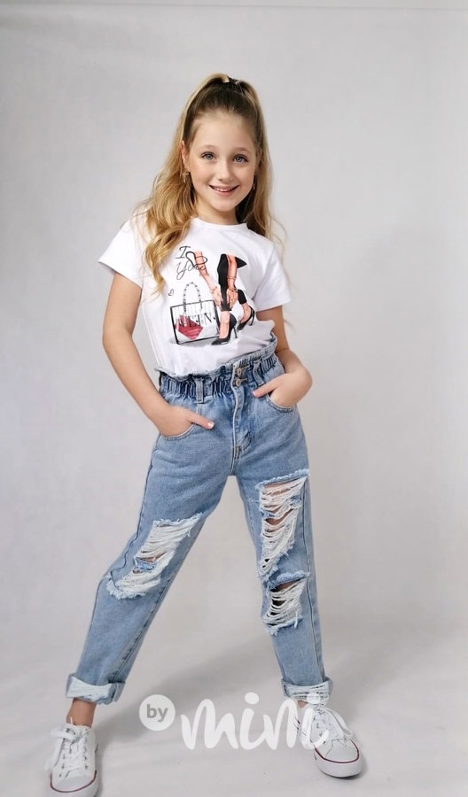 Ripped jeans se zvýšeným stretch pasem