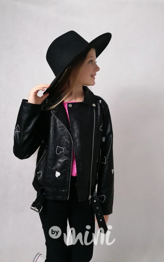 Eco leather bunda srdíčka BLACK