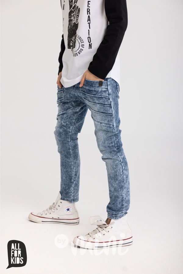 Prošívané soft blue jeans kalhoty