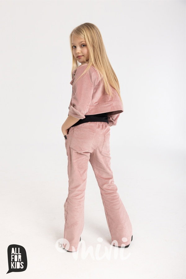 Manšestrová crop bunda pink