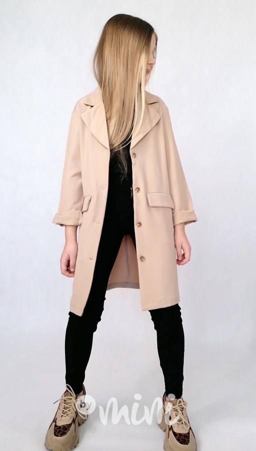 Fashion dlouhé sako oversize beige