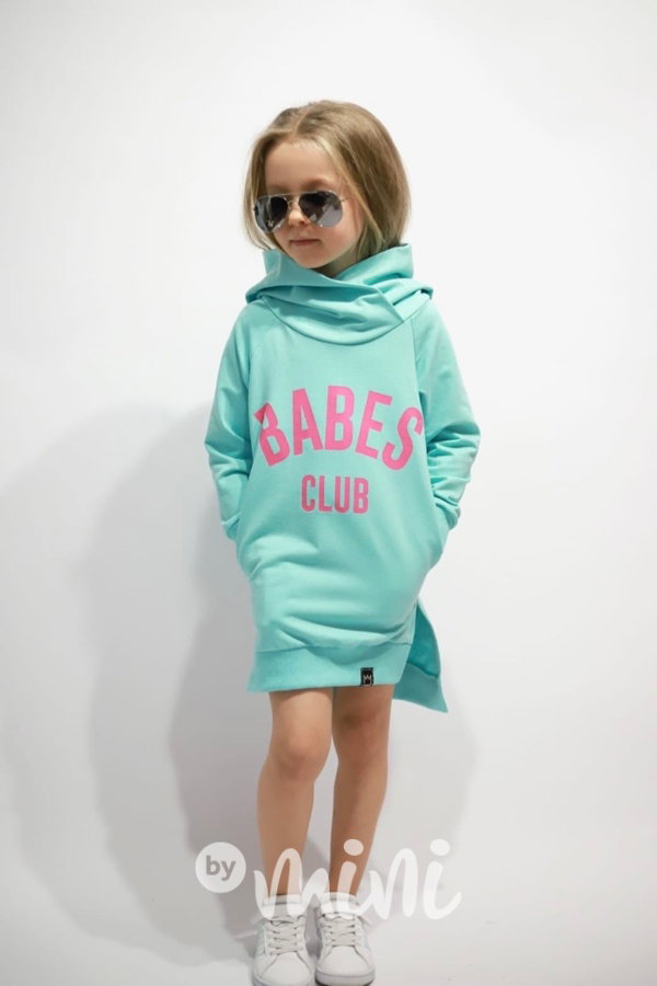 BABES hoodie mikinová tunika mint