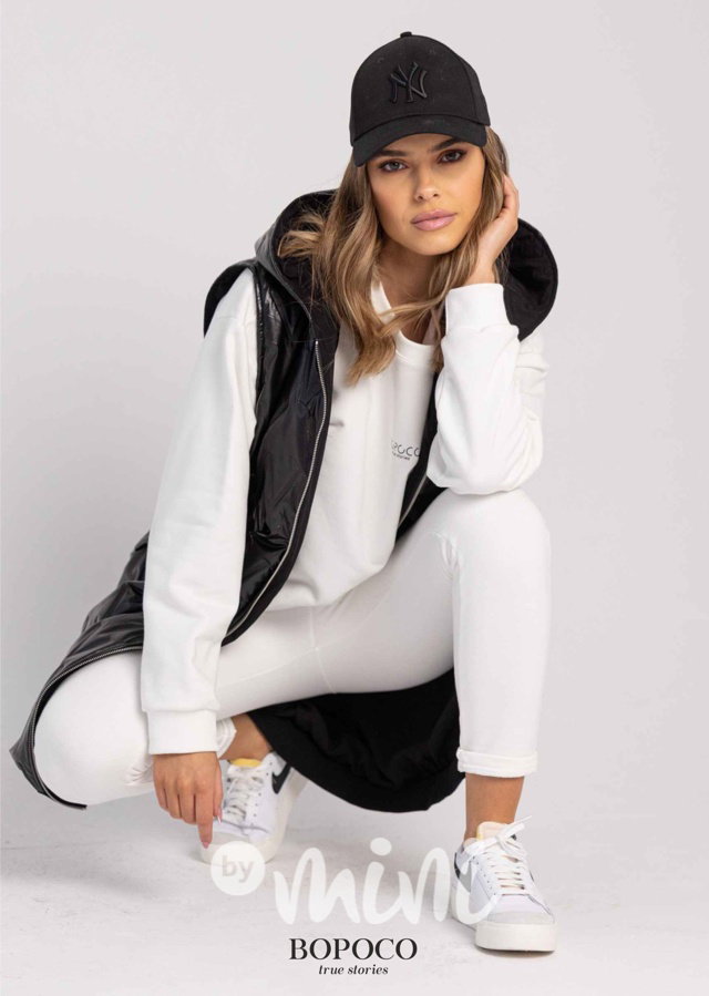 BOPOCO prošívaná dlouhá oversize vesta black