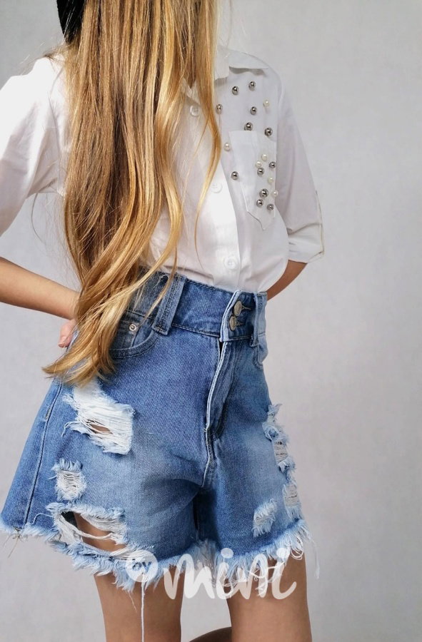Ripped jeans se zvýšeným pasem