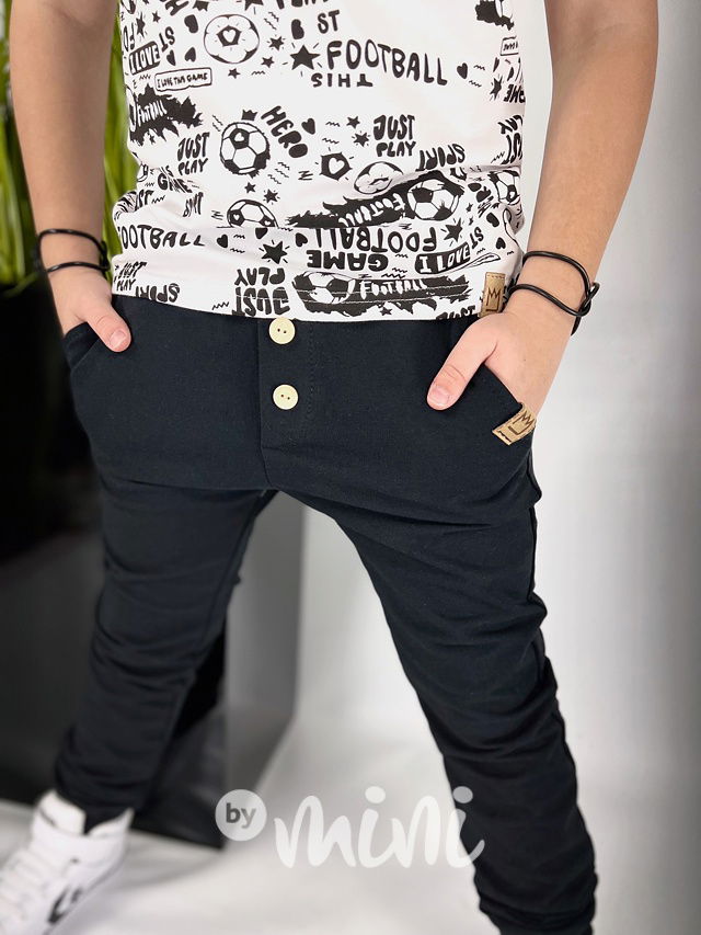 Jogger kalhoty s knoflíčky černé