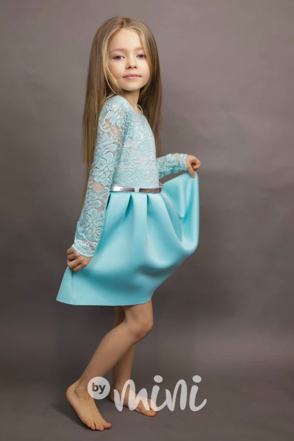 Luxury tyrkys dress - slavnostní dívčí šaty