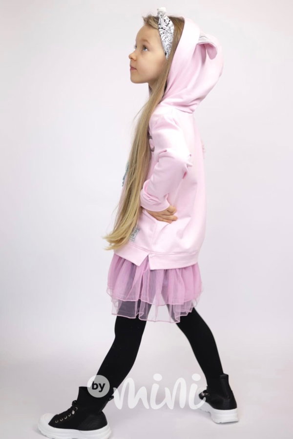 Mickey hoodie tunika s tylem a flitry pink