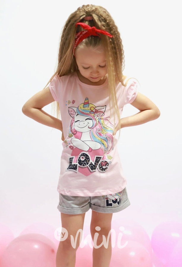 LOVE summer set pink/grey