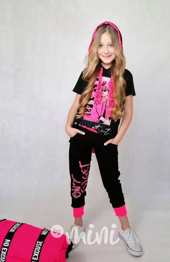 Hoodie triko black/neon