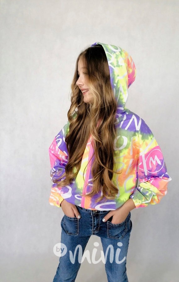 Neon ombre jarní crop bunda lila