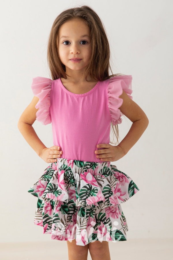 Lily Grey bavlněná řasená sukně pink jungle