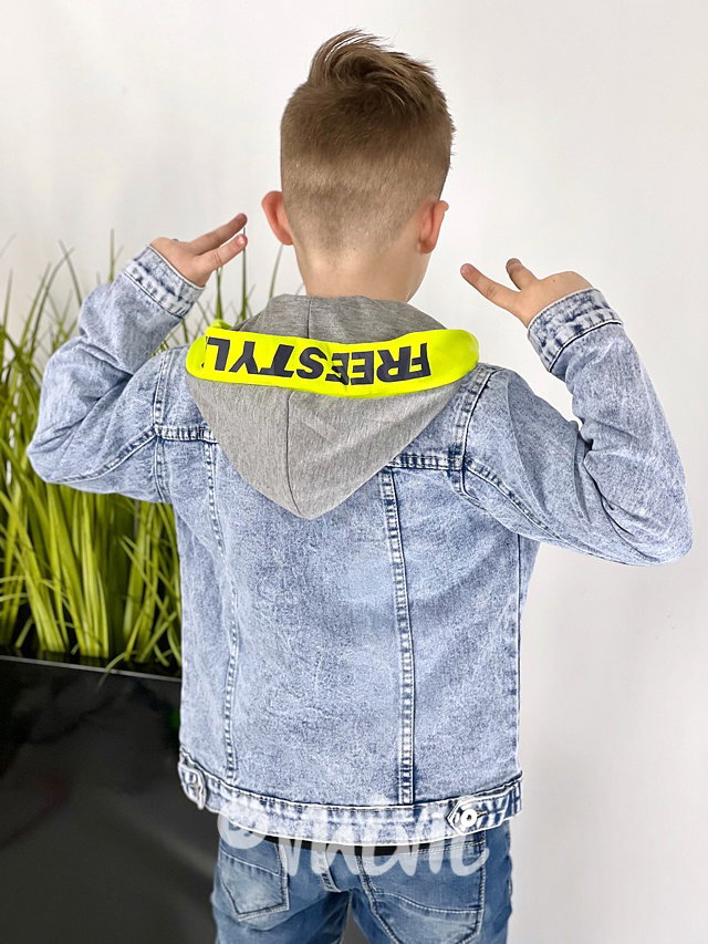 Jeans hoodie bunda s kapucí