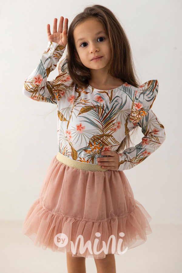 Pudder pink/Gold maxi tutu tyl sukně Lily Grey