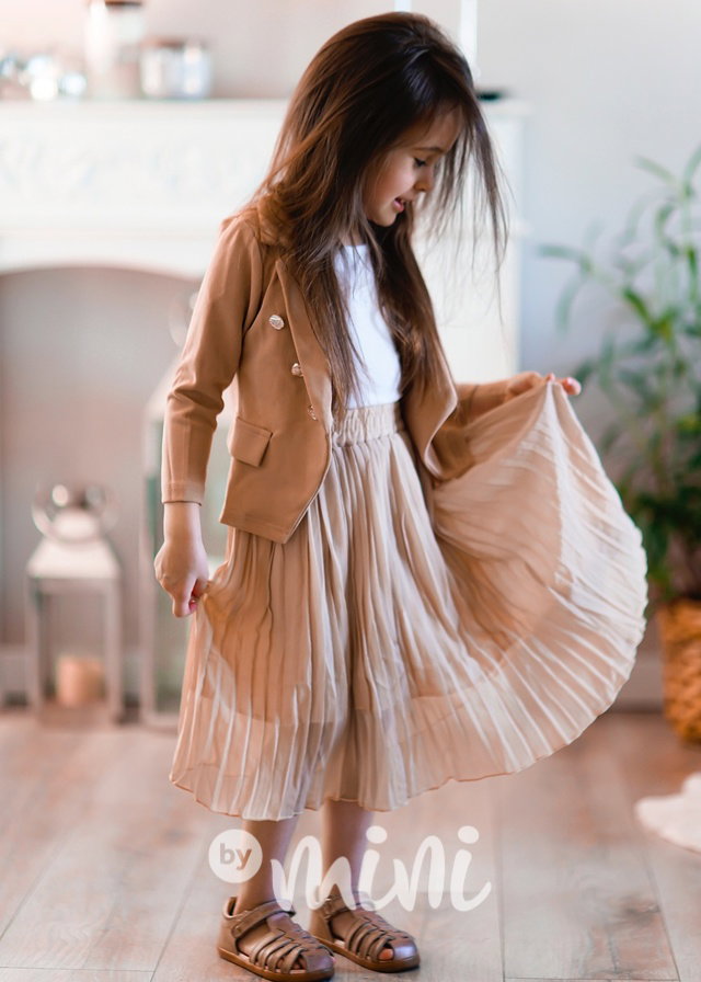 Plisovaná MIDI sukně beige