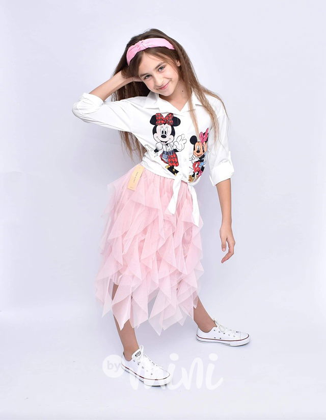 MIDI tylová sukně růžová