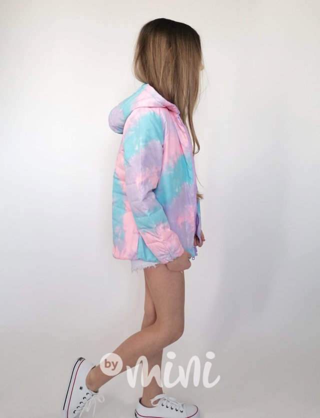 Oboustranná  jarní bunda lila rainbow