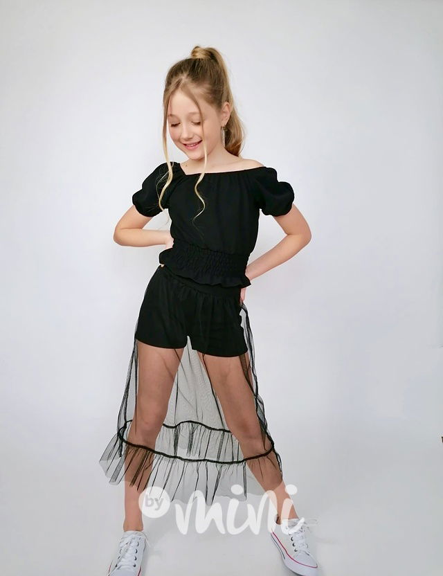 2v1 tylová sukně a šortky black