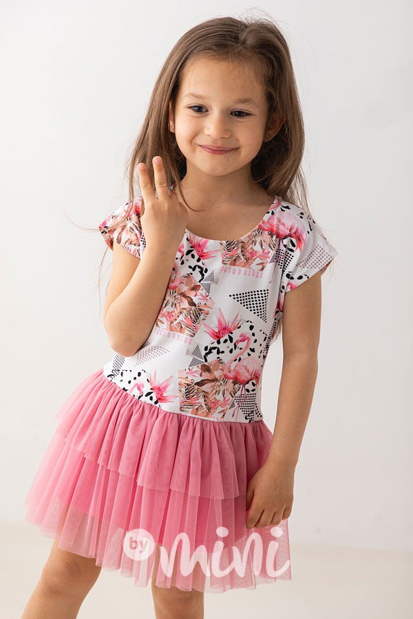 Lily Grey šaty s tylem Millennium Flamingo